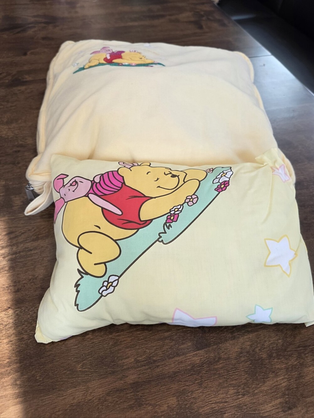Disney Winnie the Pooh Yellow Kids Baby 2-in-1  Blanket/Pillow + Separate Pillow